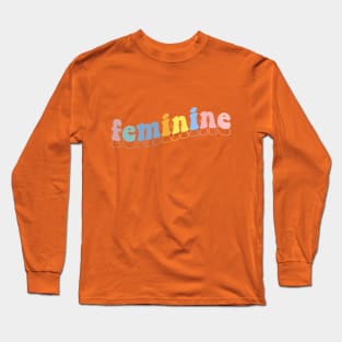 Rainbow Feminine Groovy Typography Long Sleeve T-Shirt